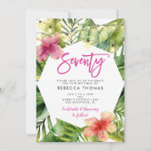 Tropische Blätter 70 Geburtstagsparty Einladung (Vorderseite)
