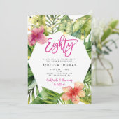 Tropische Blätter 80. Geburtstagsfeier Einladung (Stehend Vorderseite)