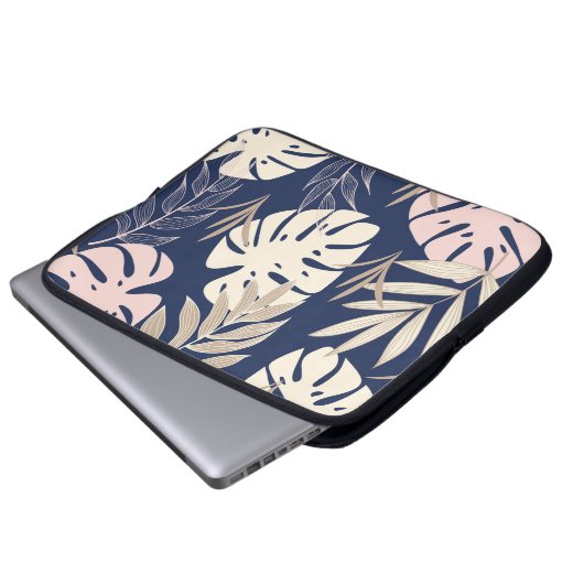 Tropische Blätter: Abstrakte Jungle Print Laptopschutzhülle (Vorne Knopf)