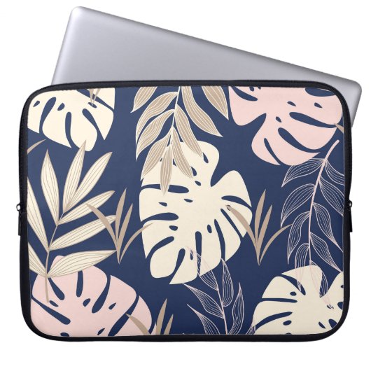 Tropische Blätter: Abstrakte Jungle Print Laptopschutzhülle (Vorderseite)