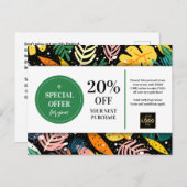 Tropische Blätter Abstrakter Couponrabatt Postkarte (Vorne/Hinten)