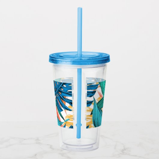 Tropische Blätter Acrylic Tumbler Acryltrinkbecher (Rechts)