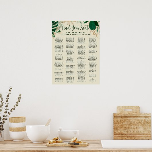 Tropische Blätter Alphabetische Hochzeitssattelkar Poster (Küche)