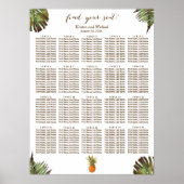 Tropische Blätter Ananas 20 Tische Sitzplan Poster (Vorne)