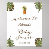 Tropische Blätter Ananas Babyduschzeichen Poster (Vorne)