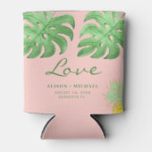 Tropische Blätter Ananas Grüne Hochzeit am Strand Dosenkühler (Vorderseite)