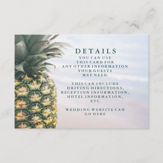 Tropische Blätter Ananas Hawaiianische Hochzeiten Begleitkarte (Vorderseite)