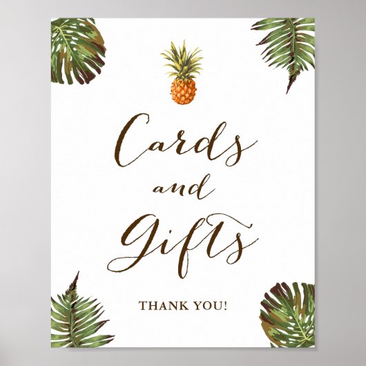 Tropische Blätter Ananas Karten und Geschenke-Zeic Poster (Vorne)