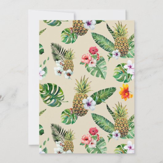 Tropische Blätter Ananas Luau Abschluss Einladung (Rückseite)