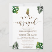 Tropische Blätter Ananas Luau Verlobung Einladung (Vorderseite)