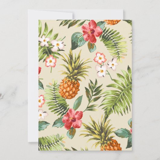 Tropische Blätter Ananas Party für das Sommerruhes Einladung (Rückseite)