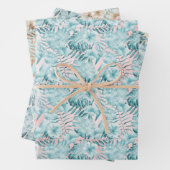 Tropische Blätter Aqua Pink (Beispiel)