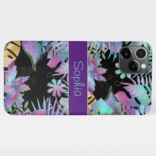 Tropische Blätter, Aquamariner Name der DIY, Vs 2 iPhone Hülle (Rückseite (Horizontal))