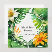 Tropische Blätter Aquarell Einladung (Vorne/Hinten)