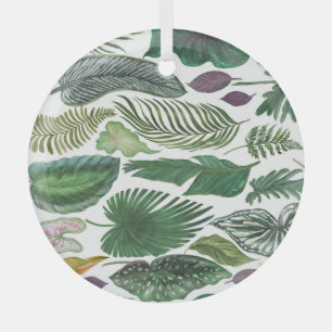 Tropische Blätter: Aquarellfarbener Hintergrund Ornament Aus Glas