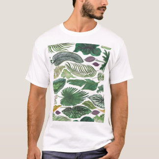 Tropische Blätter: Aquarellfarbener Hintergrund T-Shirt
