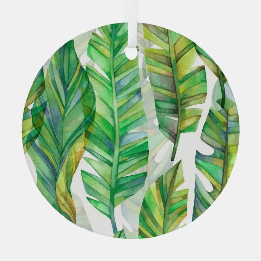 Tropische Blätter: Aquarellfarbenes, nahtloses Mus Ornament Aus Glas (Rückseite)