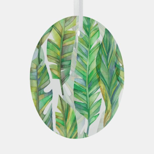 Tropische Blätter: Aquarellfarbenes, nahtloses Mus Ornament Aus Glas (Vorderseite Rechts)