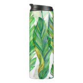 Tropische Blätter: Aquarellfarbenes, nahtloses Mus Thermosbecher (Nach rechts gedreht)