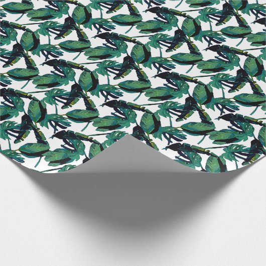 Tropische Blätter Aquarellfolien Geschenkpapier (Ecke)