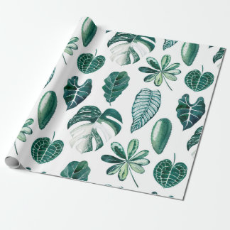 Tropische Blätter Aquarellmuster nahtlos mit m Geschenkpapier