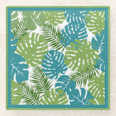 Tropische Blätter, Atemberaubende Farben, Glasuntersetzer (Vorderseite)