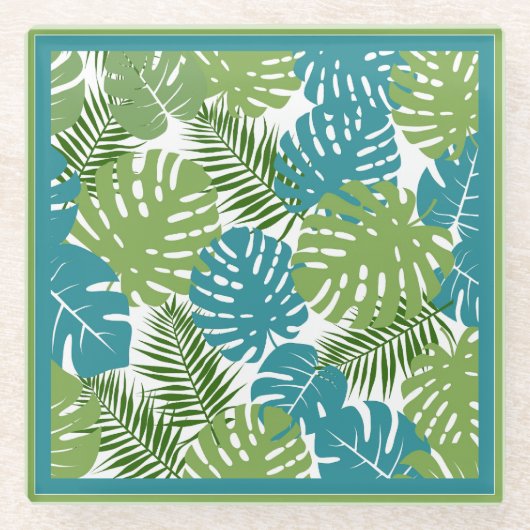 Tropische Blätter, Atemberaubende Farben, Glasuntersetzer (Vorderseite)