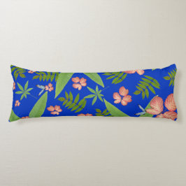 Tropische Blätter auf blau Seitenschläferkissen