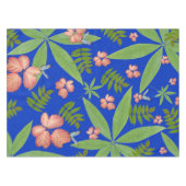 Tropische Blätter auf blau Tischdecke (Vorderseite (Horizontal))