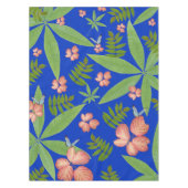 Tropische Blätter auf blau Tischdecke (Vorderseite)