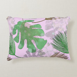 Tropische Blätter auf hellrosa. Dekokissen