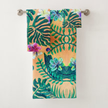 tropische Blätter auf Orange