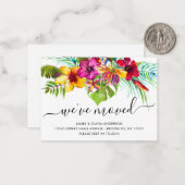 Tropische Blätter aus dem Budget Wir haben neue Zu Mitteilungskarte (Vorderseite/Rückseite Beispiel)