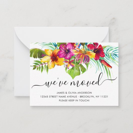 Tropische Blätter aus dem Budget Wir haben neue Zu Mitteilungskarte (Vorderseite)