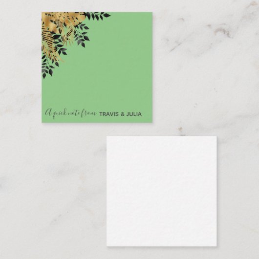 Tropische Blätter aus Glam Black & Gold Mitteilungskarte (Vorne/Hinten)