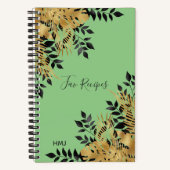 Tropische Blätter aus Glam Black & Gold Rezept Notizblock (Vorderseite)