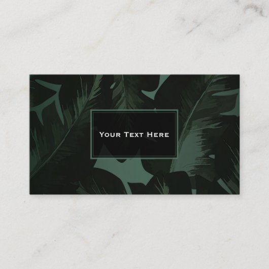 Tropische Blätter aus grün und schwarz Chic Chic C Visitenkarte (Vorderseite)
