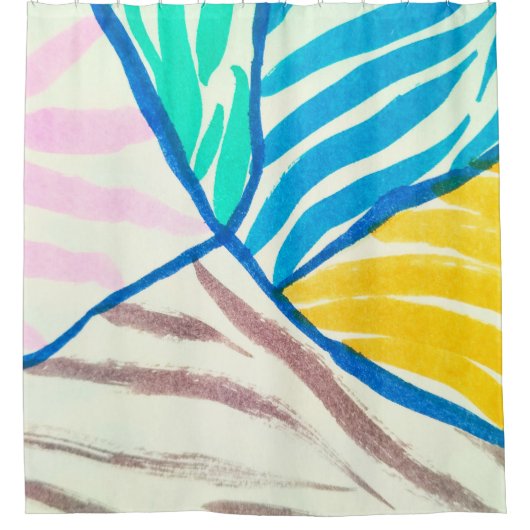 Tropische Blätter aus Hibiskus Duschvorhang (Vorderseite)