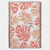 Tropische Blätter aus Korallen und Gold und Monogr Decke (Vorderseite Vertikal)