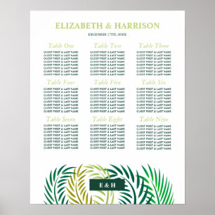 Tropische Blätter aus Palm, Hochzeitskarte am Stra Poster