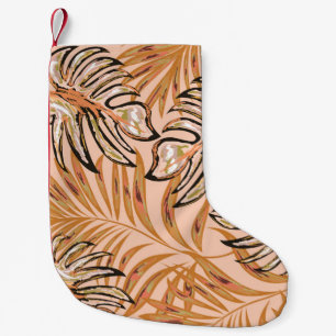 Tropische Blätter aus Palmen, Dschungel. Vintages Kleiner Weihnachtsstrumpf
