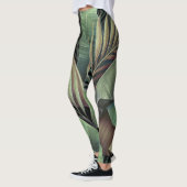 Tropische Blätter aus Palmen, handgezeichnet 3D-Il Leggings (Links)