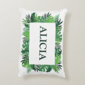 Tropische Blätter aus Palmen individuelle Name Dekokissen (Rückseite(Vertikal))
