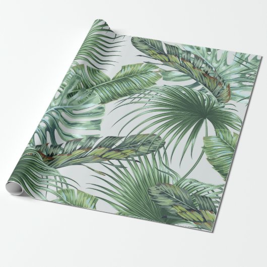 Tropische Blätter aus Palmen, Monstera, Bananenbla Geschenkpapier (Ungerollt)