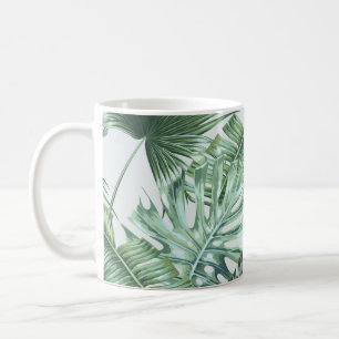 Tropische Blätter aus Palmen, Monstera, Bananenbla Kaffeetasse