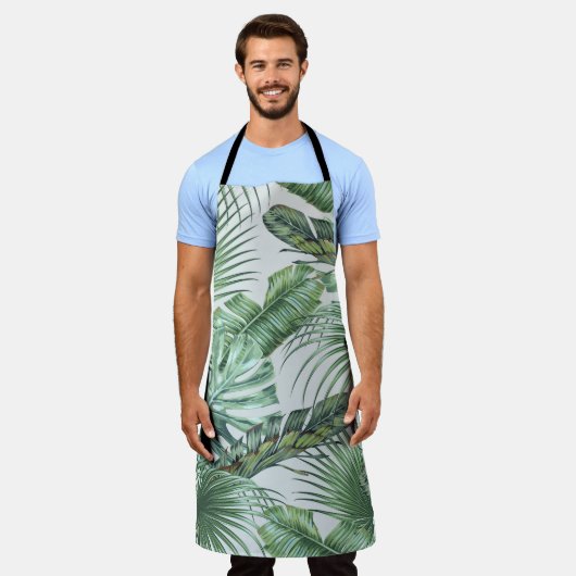 Tropische Blätter aus Palmen, Monstera, Bananenbla Schürze (Getragen)