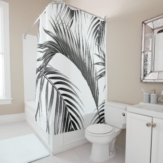 Tropische Blätter aus Palmen, nahtlos blumengeschm Duschvorhang (Beispiel)