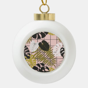 Tropische Blätter aus Palmen, stilvoller Sommer. Keramik Kugel-Ornament