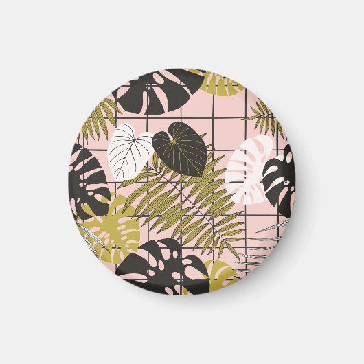 Tropische Blätter aus Palmen, stilvoller Sommer. Magnet (Vorne)