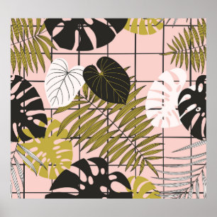 Tropische Blätter aus Palmen, stilvoller Sommer. Poster